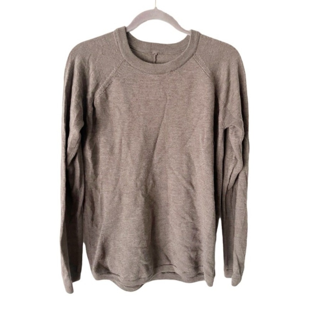 Lululemon Sit In Lotus Heathered Cool Cocoa Merino Wool Sweater Size 12